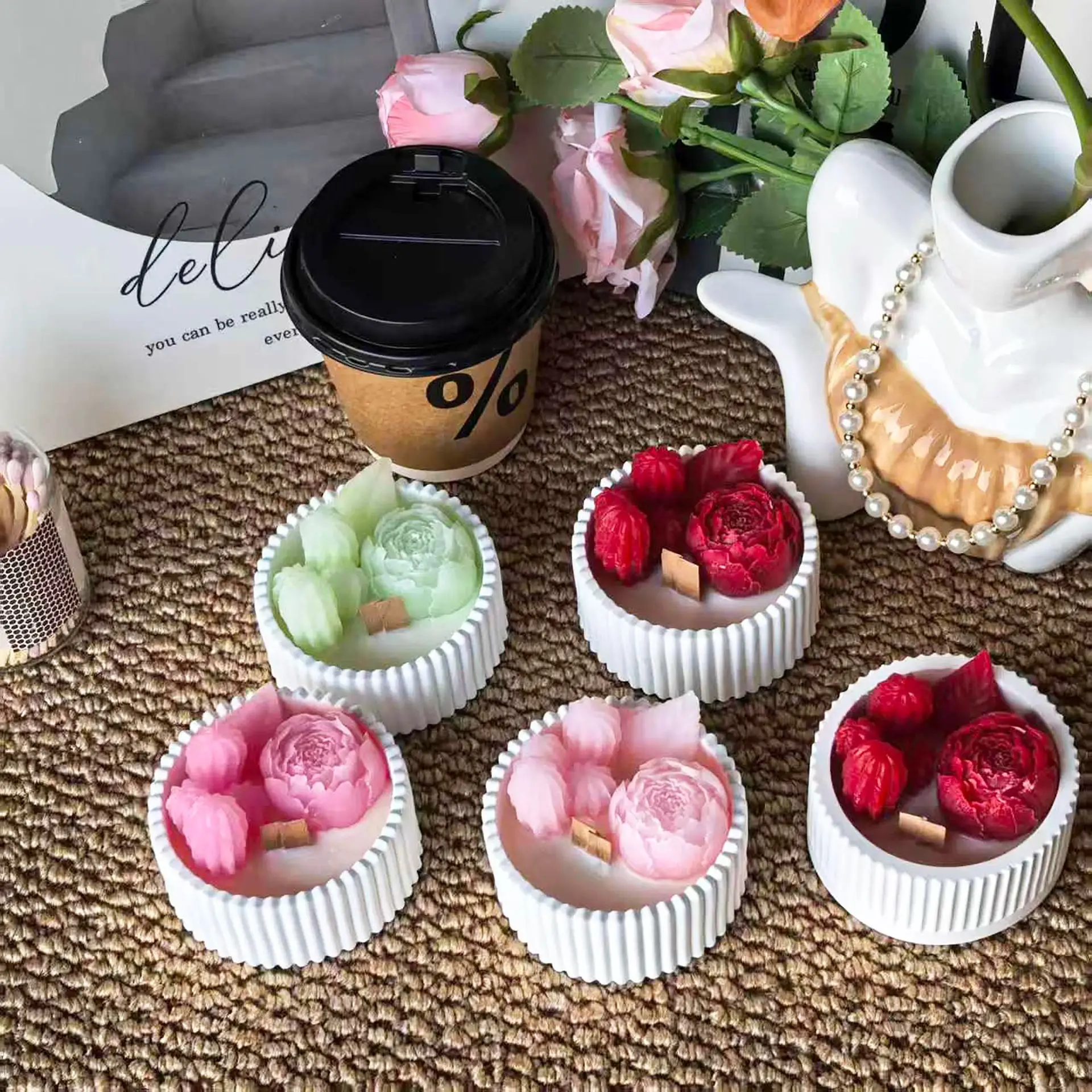 2pcs Floral Rose Cup Scented C - Waxing Kit Home review and price