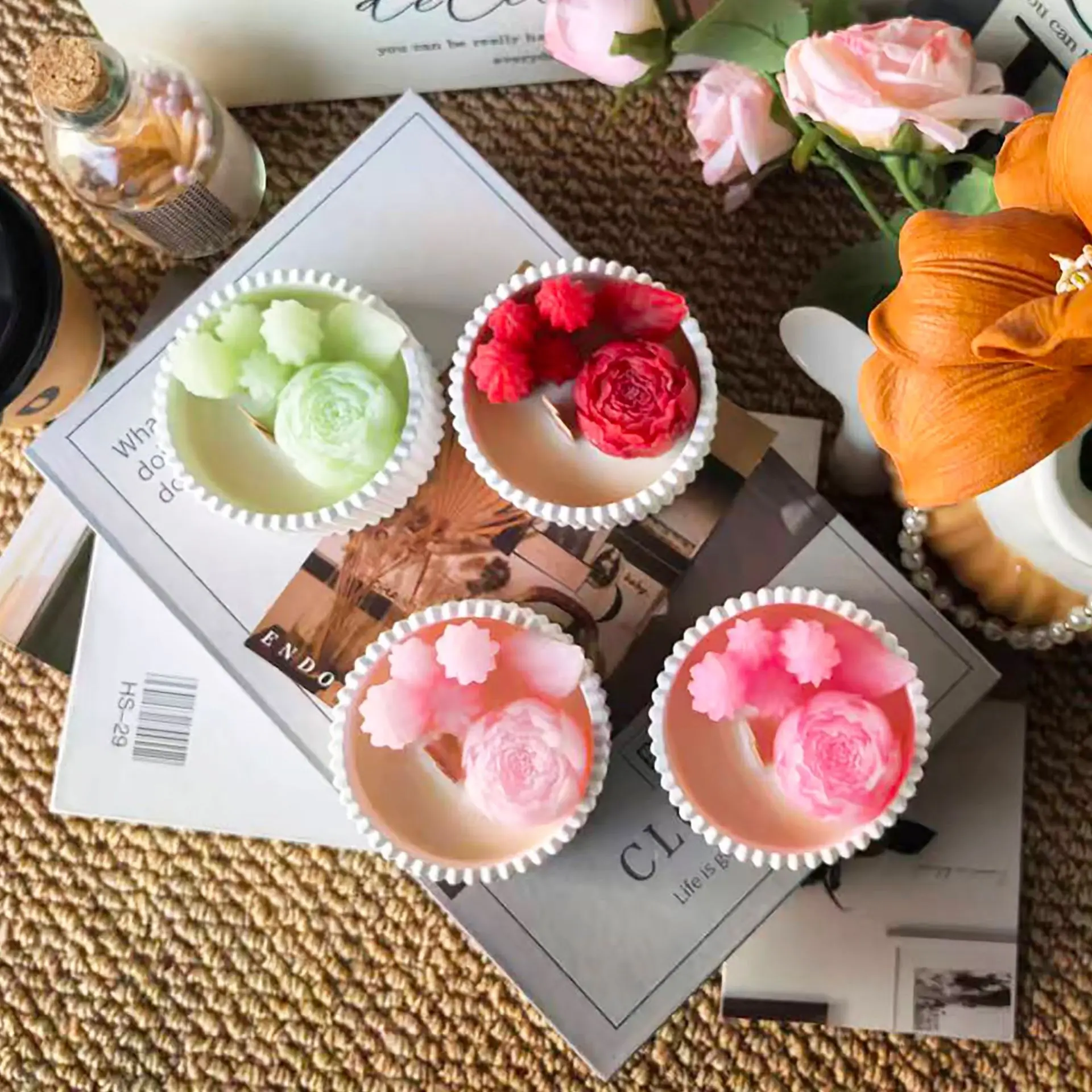 2pcs Floral Rose Cup Scented C - Waxing Kit Home review and price